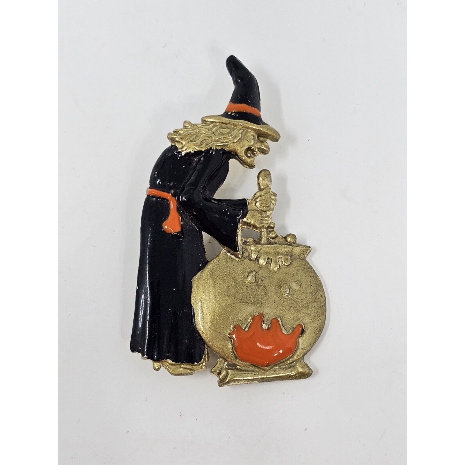 Jj Jonette Style Witch Cauldron Halloween Brooch Pin Fire Potion Enamel Jewelry 20$
